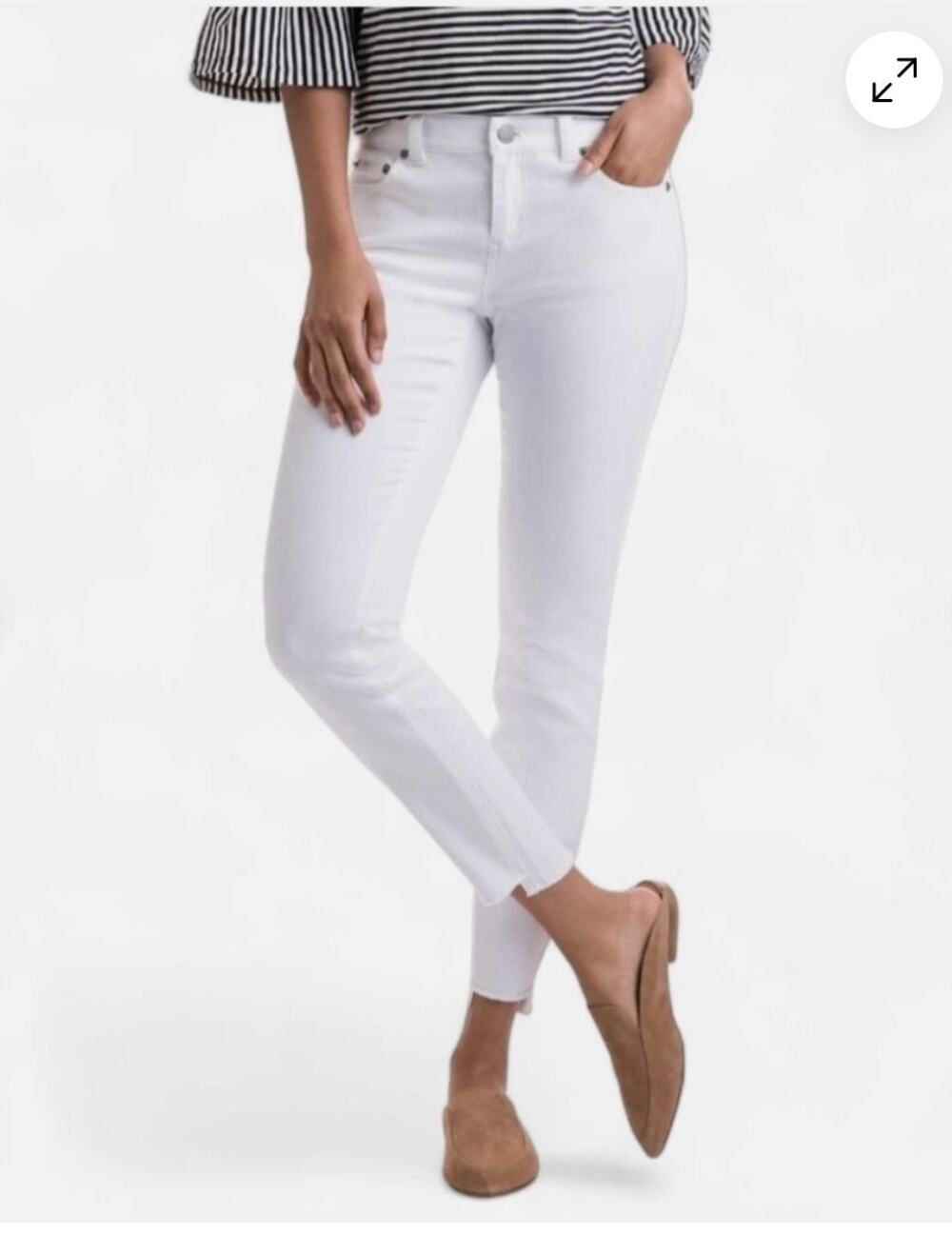 Vineyard Vines Step Raw Hem White Denim Skinny Ankle Jeans Size 4